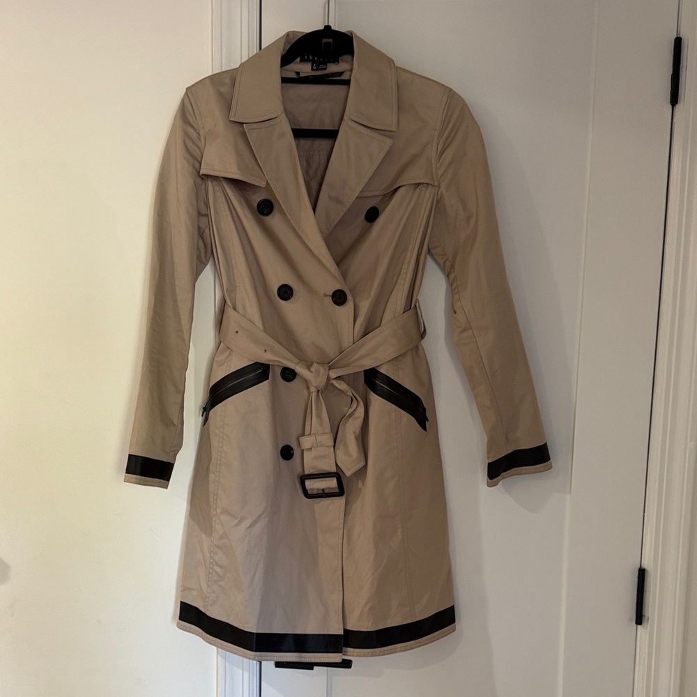 Theory Classic Trench Coat, Petite, Tan, Khaki